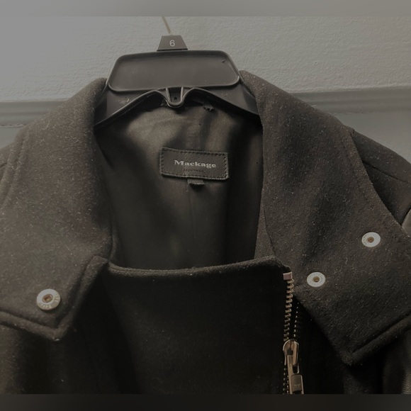 Mackage black wool / leather coat - Picture 4 of 12